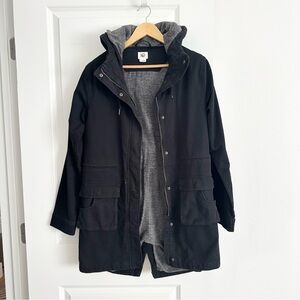 TenTree Navy Hooded Trench Jacket w/ soft Gray Lining - style fits tall woman!